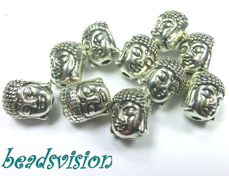 Buddha spacer charms color antique silver 11 mm S093 image 1