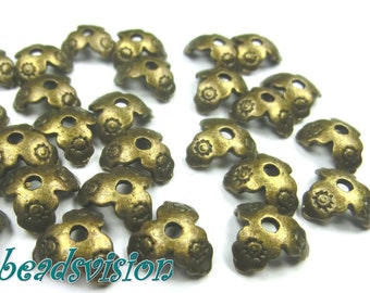 60 PERLKAPPEN End Caps Couleur bronze pour perles de 10 mm #S423