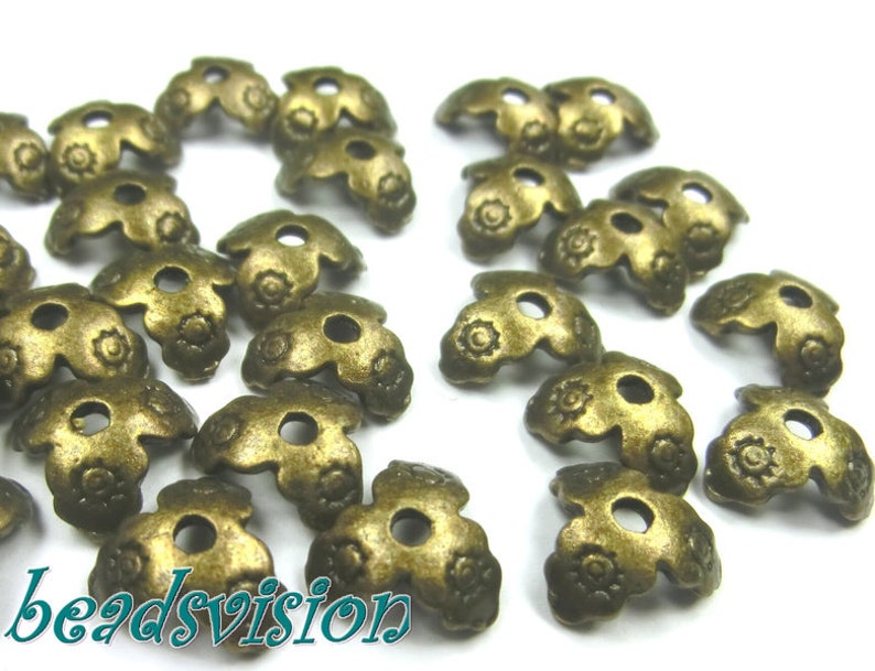 60 PERLKAPPEN End Caps Couleur bronze pour perles de 10 mm S423 image 1