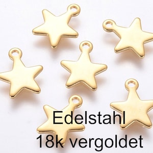 Stainless steel star 18k gold plated 10 pendant charm #S814