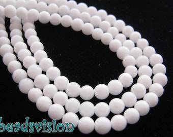 Jade white balls 4,6,8 mm beads 1 strand round opaque