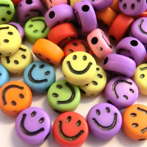 Smiley Beads Happy Beads 50-200 Pieces Peace Sign Mix bunt schwarz #17