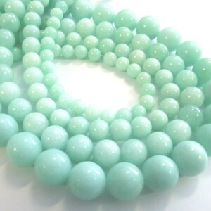 Perles rondes Jade 6 mm turquoise menthe perles 1 fil rond turquoise image 2