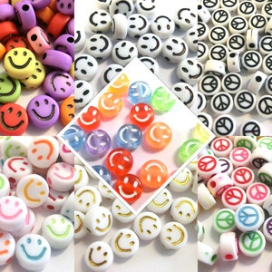 Smiley Beads Happy Beads 50-200 Pieces Peace Sign image 1