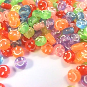 Smiley Beads Happy Beads 50-200 Pieces Peace Sign Mix bunt weiß #41