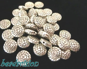 Spacer metal beads COIN color antique silver metal 20-80 pcs #S446