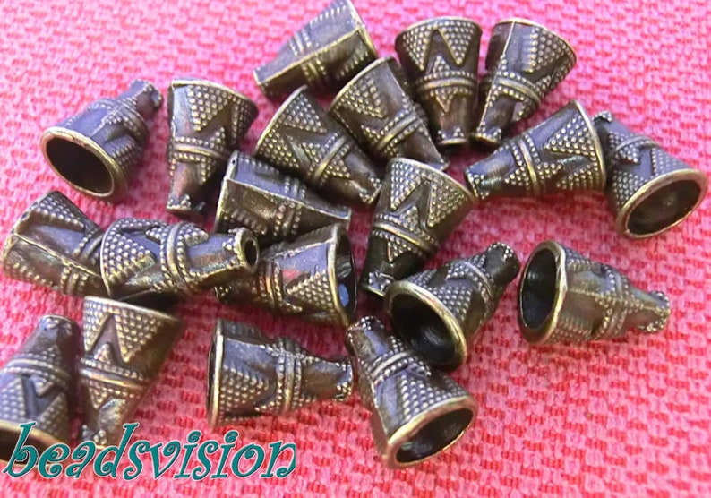 20 Bead Caps Cone Color Bronze End Caps for 8mm Beads Jewelry Findings S380 image 1