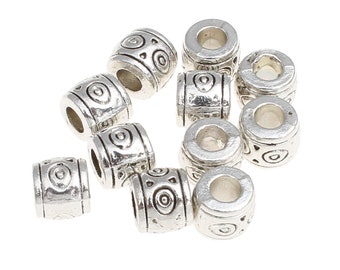 50 rondelles intercalaires perles intermédiaires perles métalliques 6 x 6,5 mm couleur argent antique #S081