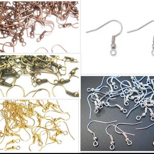 Ohrhaken 100 Fischhaken Farbe silber gold bronze kupfer Rohling