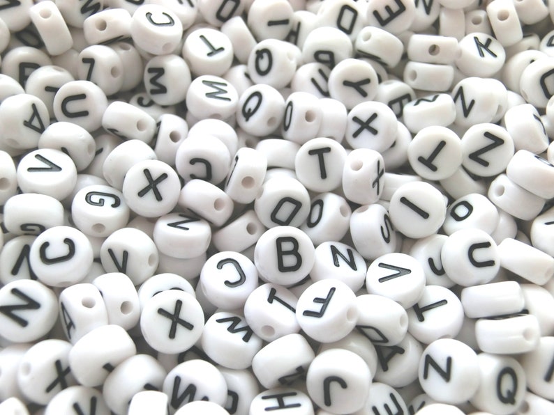 5 1000 Buchstaben A-Z Mix Alphabet weiß Schwarz rund Acryl Spacer Auswahl Buchstabenperlen Herz Zahlen Einzelbuchstaben Perlen 20 Bild 2