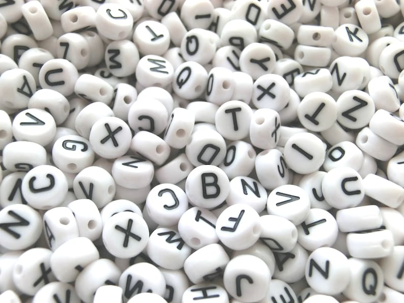 Alphabet Perlen Acryl Craftdady Acryl Alphabet Perlen - 360 Stück Herz- Perlen Für Schmuck Basteln Buchstabenperlen Schwarz