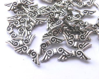 Angel wings angel 50 wings 16 x 5 mm lucky charm spacer metal color antique silver #S008