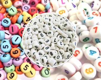 Number beads 0-9 mix round selection numbers 200 beads