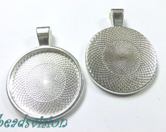 2-20 settings for 25 mm cabochons silver color blanks metal pendant pendant #S617