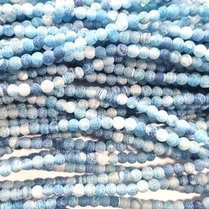 Agaat 6mm Licht Blauw Wit Mat Kralen Rond Blauw 1 streng 2 afbeelding 2