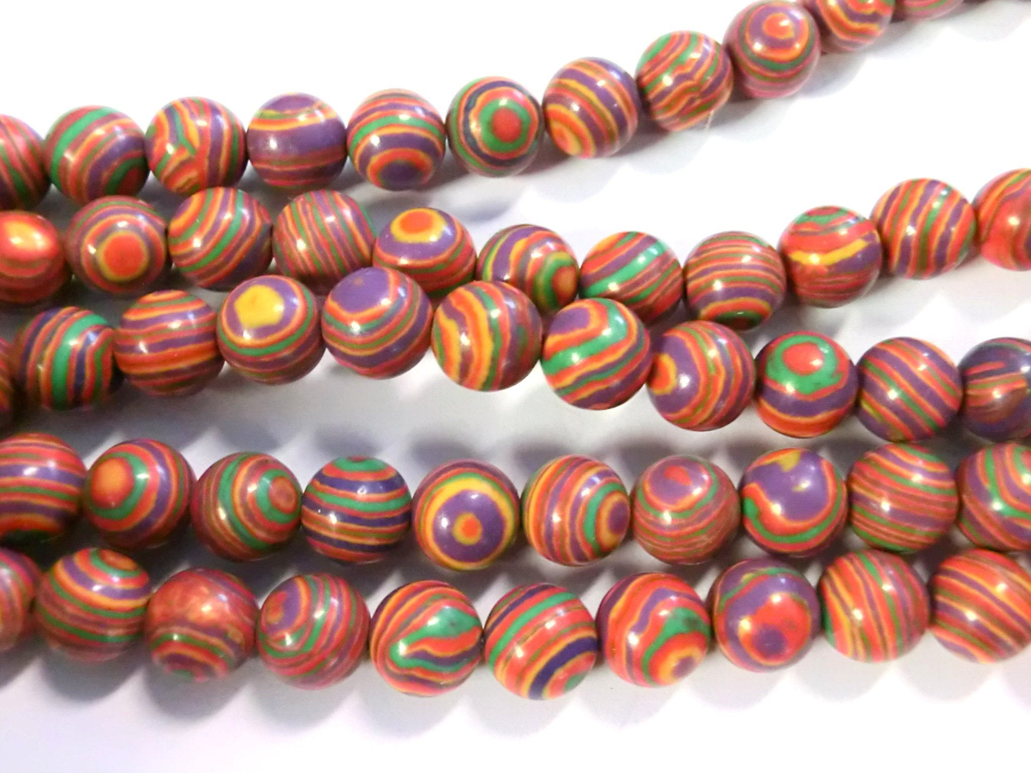 KATZENAUGE PERLEN 6MM Rund Glasperlen Bunte Strang 65stk Für Schmuck