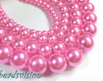 Perles de cire en verre de 4 mm, boules roses, perles rondes en verre #2