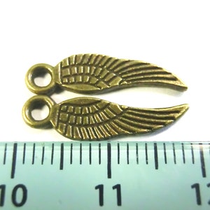 100 WINGS pendant angel wings 17 x 5 mm charms color choice silver antique silver gold and bronze angel spacer lucky charm metal image 6