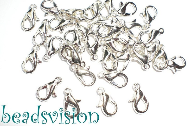 Carabiner 12 mm clasps 10-250 pieces color silver S051 image 4