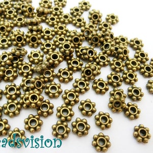 Daisy Spacer metal beads round 6 mm color bronze antique #S268