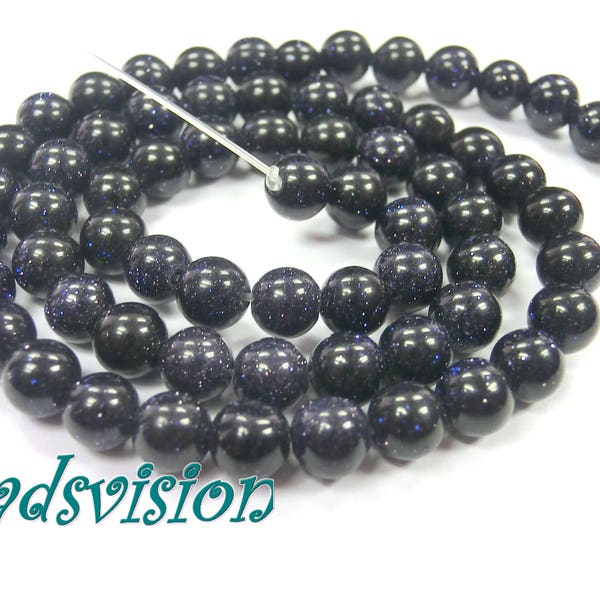 Blaufluss 6,8,10mm blau Perlen rund Schmuckperlen 1 Strang