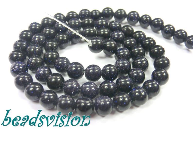Flux bleu 6,8,10 mm perles bleues perles rondes bijoux perles 1 brin image 1