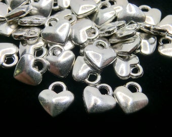 10-50 Coeur Pendentif Charmes 10 x 8mm Couleur Argent Begging Pendentif Métal #S526