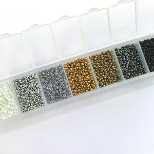 3500 Rocailles ca.2mm Perlen 12/0 Box Mix metallisch Glass Seed Beads rund