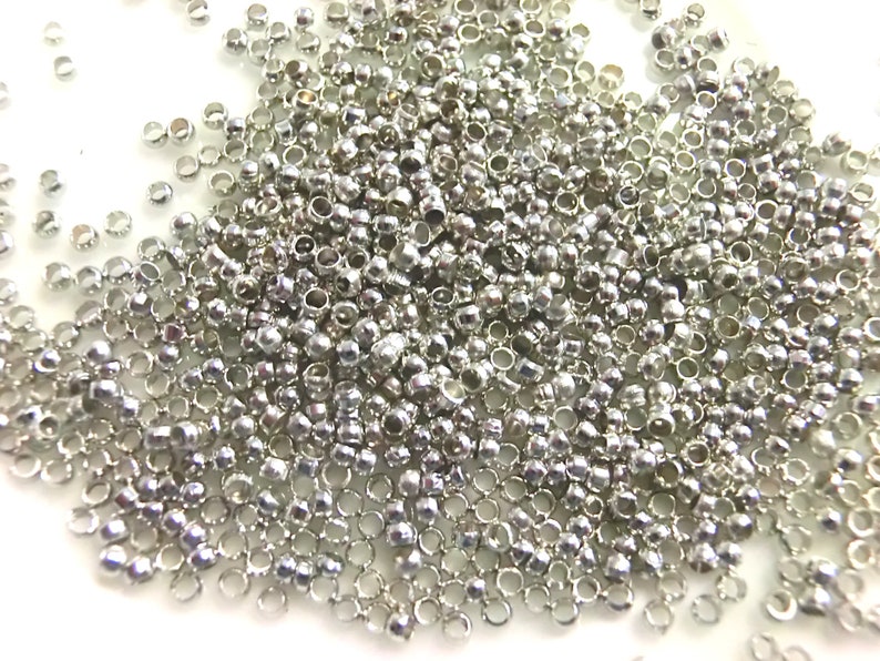 1000 Crimp Beads 2mm Color Silver Dark Metal Crimp Jewelry Findings S650 image 2
