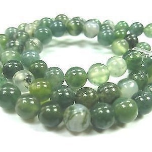 Moss agate 6 mm green beads round jewelry beads gemstone 1 strand