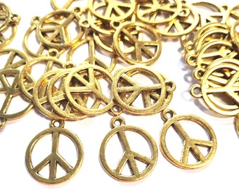 Pendentif Peace couleur or 10-50 pcs #S087