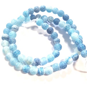 Agate 6mm Light Blue White Matte Beads Round Blue 1 strand 2 image 1