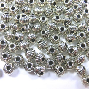 100 SPACER 4.5 mm rondelle spacer beads color antique silver metal beads S362 image 2