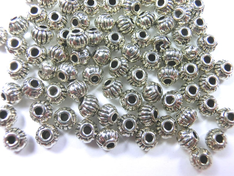 100 SPACER 4.5 mm rondelle spacer beads color antique silver metal beads S362 image 2