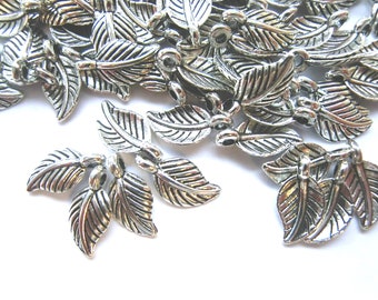 10-100 Charms Pendants LEAF Charm Pendant 11 x 7 mm Color Antique Silver #S186