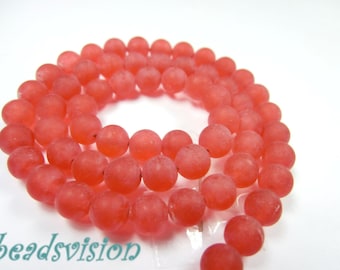 1 Strang Jade 6mm rot matt Perlen rund