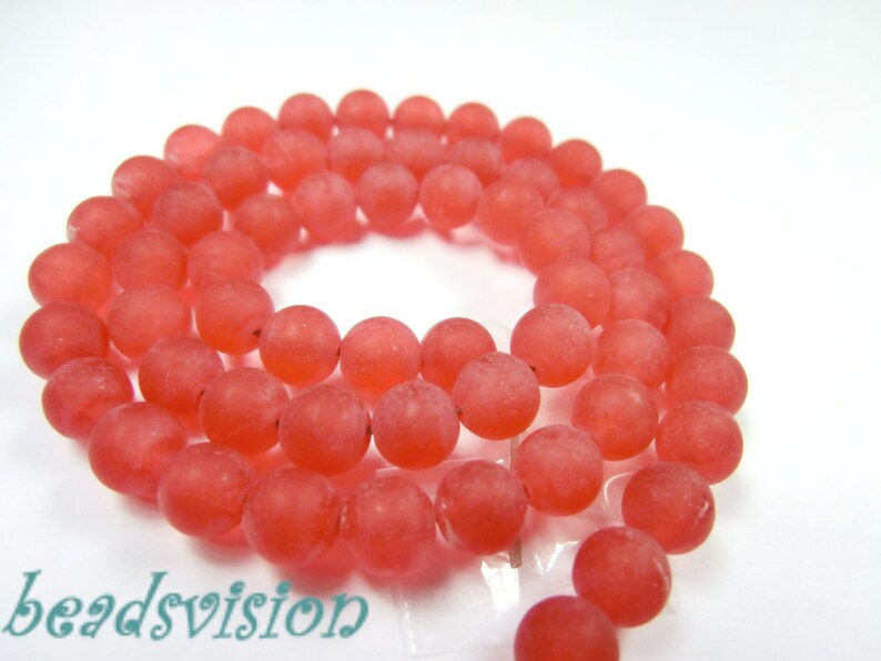 1 strand jade 6 mm red matt beads round image 1