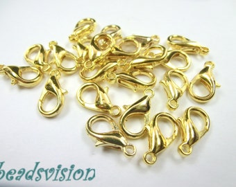 Carabiner clasps 14 x 7 mm color gold chain clasp 20 / 50 pieces #S510