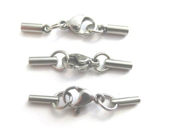 Stainless steel jewelry clasp carabiner clasp chain clasp with end caps for ribbons