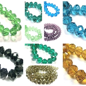 faceted glass beads 8 x 6 mm rondelle round beads glass color selection glass cut beads 1 strand