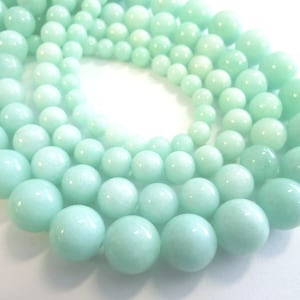 Perles rondes Jade 6 mm turquoise menthe perles 1 fil rond turquoise image 1