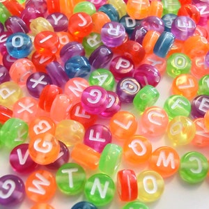 Buchstaben A-Z Mix 200-1000 Perlen Buchstabenperlen Alphabet bunt rund 7mm Acryl Perlen  #21