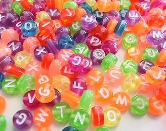 Letters A-Z Mix 200-1000 beads letter beads alphabet colorful round 7 mm acrylic beads #21