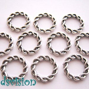 10/50 Braided Rings 21mm Color Antique Silver Connectors Metal Rings Round S552 image 3