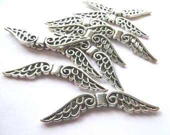 Angel wings 10 wings color antique silver lucky charm 52 mm spacer #S305