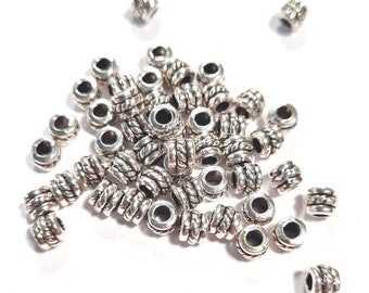 50 cylindres TUBE Tube Spacer 5 x 4 mm couleur argent antique perles intercalaires #S128