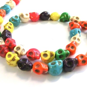 Totenkopf Mix 10x8mm Stein Perlen 1 Strang bunt Mix skull Schädel zum auffädeln Bild 2