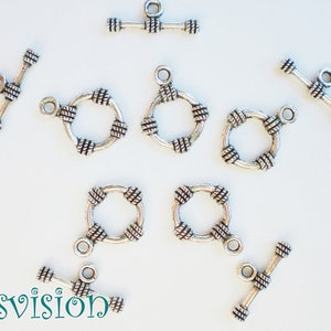 5 toggle clasps, T-clasps color antique silver S018 image 1