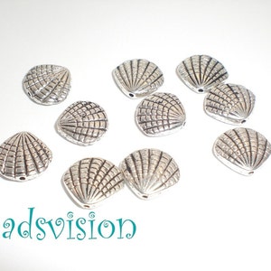 10 perline distanziatrici in metallo a forma di conchiglia da 14 mm, colore argento antico #S351