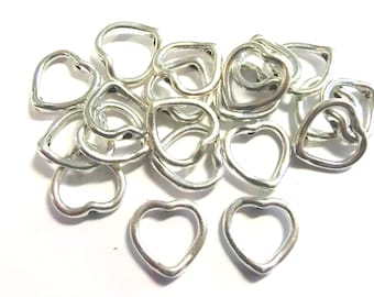 2-40 frame bead frame heart beads spacer color silver 14 mm spacer beads metal #S069